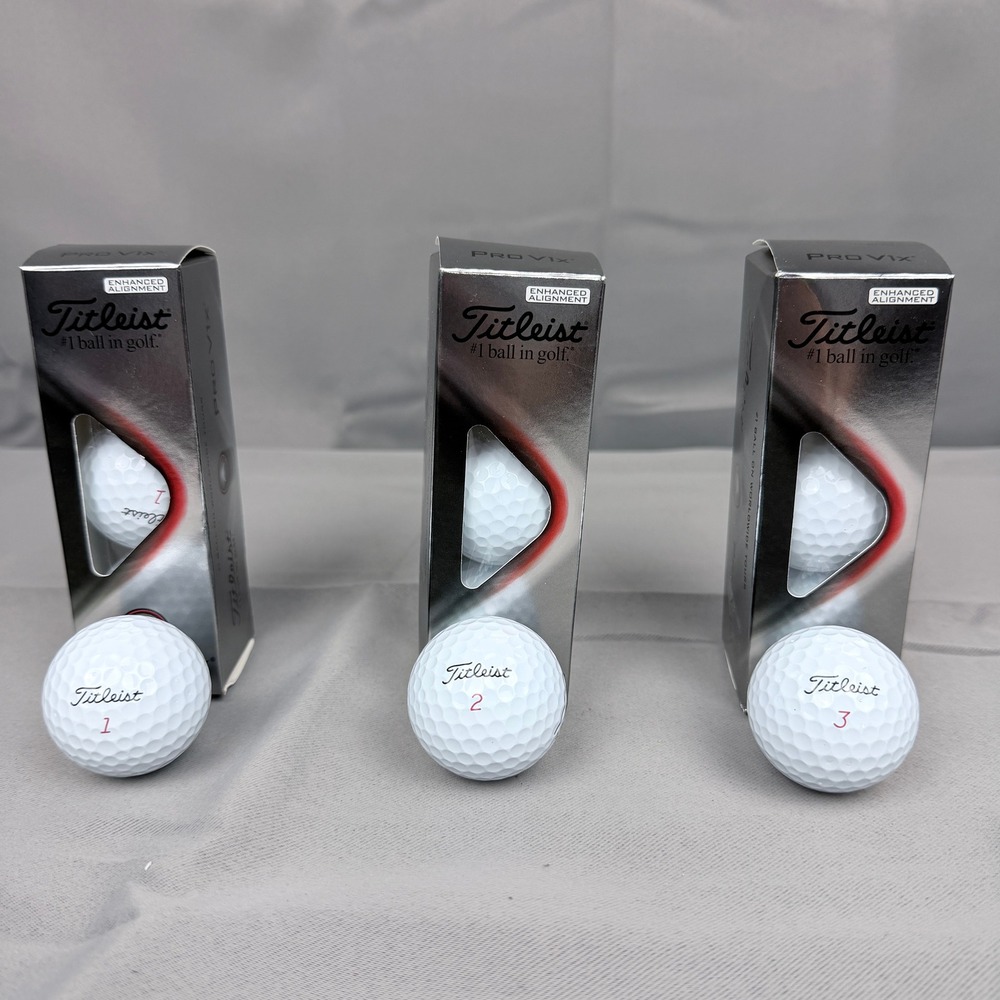 Titleist Pro V1x White Golf Balls 3 Sleeves 9 Balls Total Enhanced Alignment